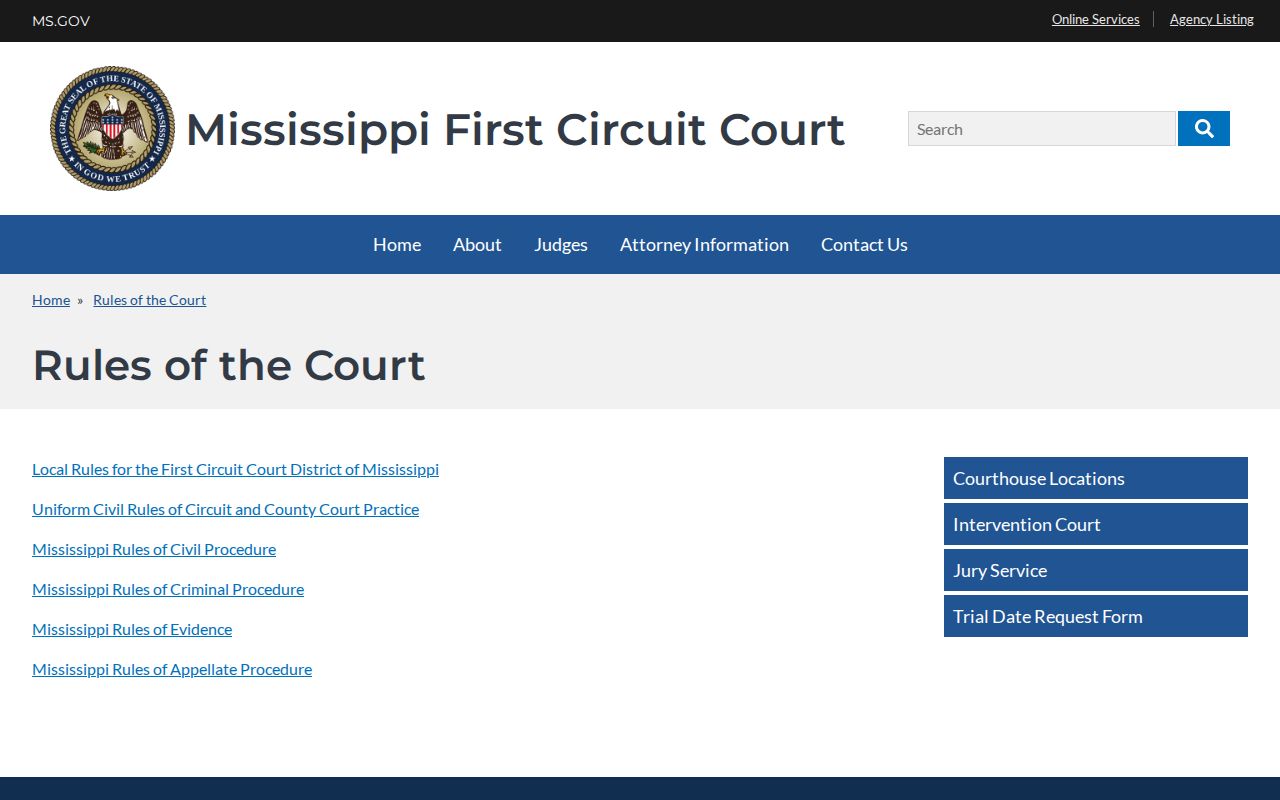 Jefferson County civil court docket Mississippi court rules reference