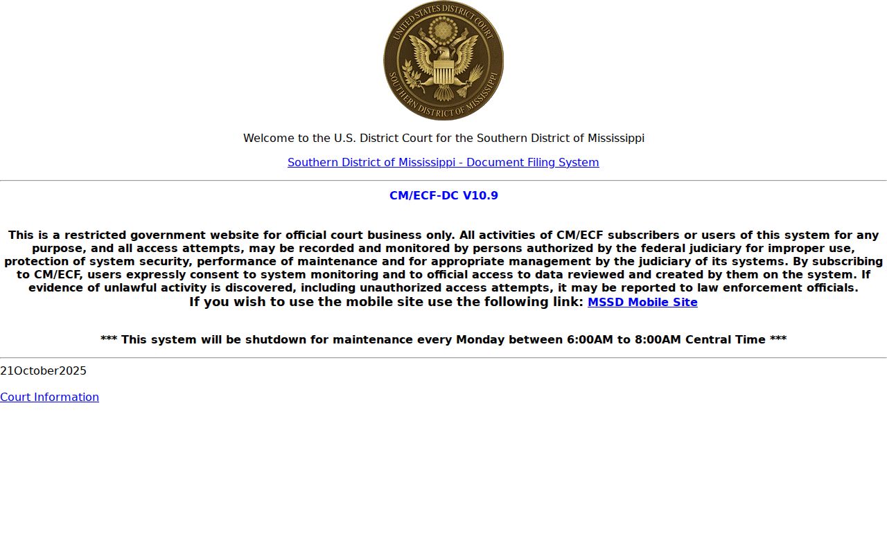 Jefferson County criminal court docket federal CM ECF system distinction