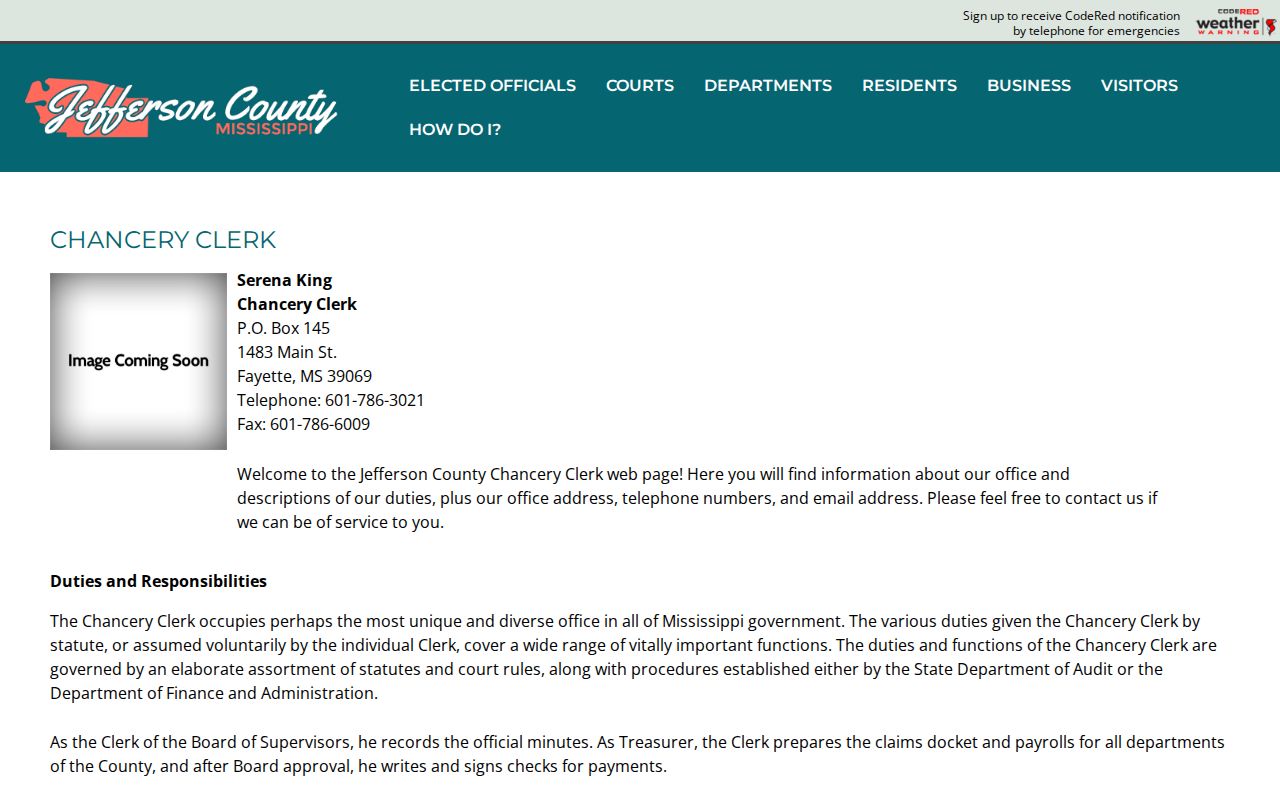 Jefferson County court docket Chancery Clerk records channel